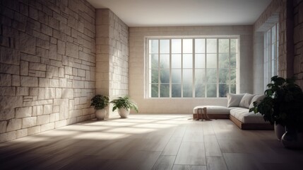  Serenity in Simplicity: Modern Room with Minimalist Style in White and Stone - Home Interior!  Generative Ai
