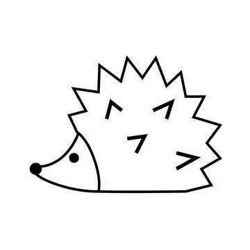 recommend clip art: Vector outline hedgehog isolated on a white background. Contour of funny animal. Kids coloring picture.