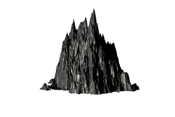 rock dark grey texture isolated white background 3d rendering