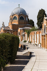 architectural detail of cemetery San Michele in Venice, Italy  