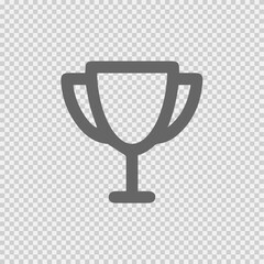 Trophy cup vector icon eps 10. Simple winner symbol. Black illustration isolated on grey background.