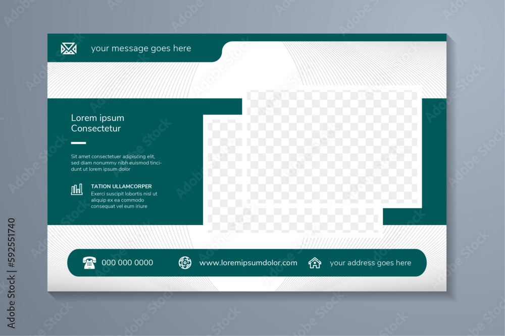 Poster dummy text as example of headline banner design. horizontal web page presentation with space for pho