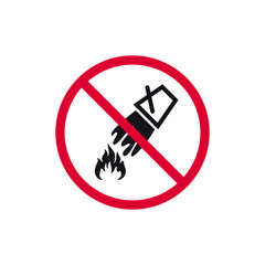 No fire extinction with water prohibited sign, forbidden modern round sticker, vector illustration