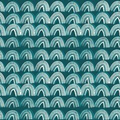 White twisted rainbow lines on a blue background