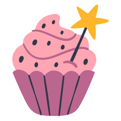  Party cupcake. Hand-drawn style.