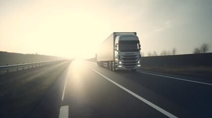 Truck In Uk Highway Sunrise