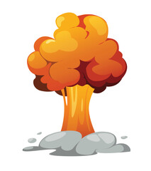 Concept Explosion fire smoke. This is a flat vector concept cartoon design featuring a trace explosion wave spot set against a white background. Vector illustration.