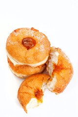 Jam doughnuts isolated on white