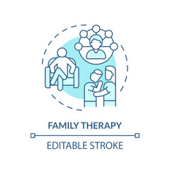 Family therapy blue concept icon. Counseling and psychotherapy. Genograms usage abstract idea thin line illustration. Isolated outline drawing. Editable stroke. Arial, Myriad Pro-Bold fonts used