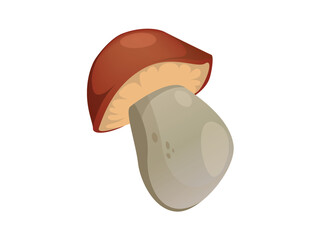 Concept Hello autumn forest mushroom. This illustration is a flat, vector design featuring a cute, cartoon mushroom commonly found in forests during autumn. Vector illustration.
