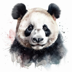Watercolor painting of a cute love panda. Al generated