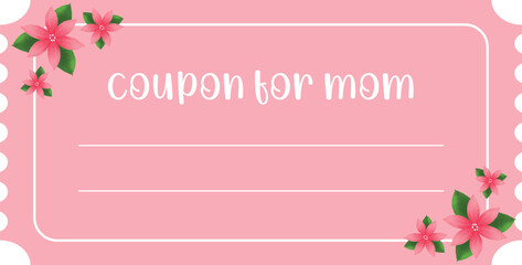Isolated coupon for mom with watercolor flowers