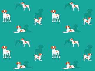 Animal Dog Brittany Cartoon Poses Seamless Wallpaper Background

