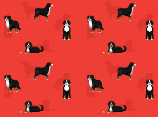 Animal Dog Bernese Mountain Dog Cartoon Poses Seamless Wallpaper Background
