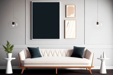 Modern white couch interior design room. Generative ai.