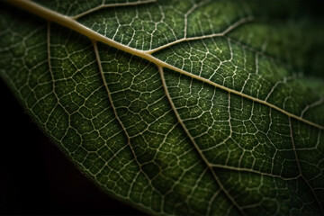 Obraz premium Close-up macro of green leaf veins - AI Generated