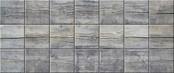 Square weathered grey patterned wood tiles background