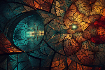 Glass texture mosaic tiles surface colorful - AI Generated