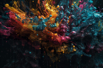 Painting splash colorful background - AI Generated