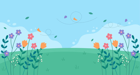 Illustration of spring flowers background