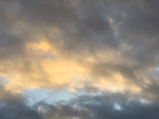 lovely fluffy white clouds in the sky above Sydney NSW Australia at sunset