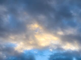 Fototapeta na wymiar lovely fluffy white clouds in the sky above Sydney NSW Australia at sunset