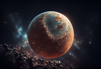 Obraz na płótnie Canvas view of a potential planet in the cosmos. Generative AI