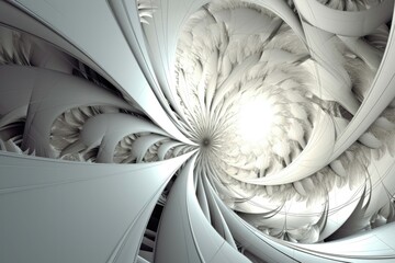 White minimalistic fractals generated with AI