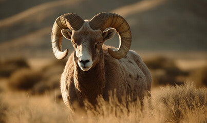 Naklejka premium photo of Argali in its natural habitat. Generative AI