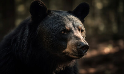 Obraz na płótnie Canvas photo of Asiatic black bear in its natural habitat. Generative AI