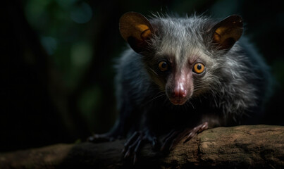 Obraz premium photo of Daubentonia madagascariensis in its natural habitat. Generative AI