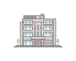 Modern apartment building exterior. Vector illustration in flat style.