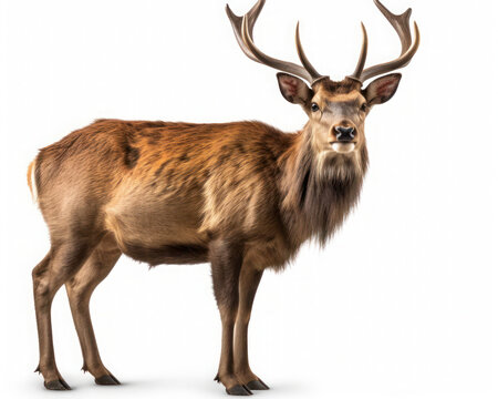 photo of barasingha isolated on white background. Generative AI
