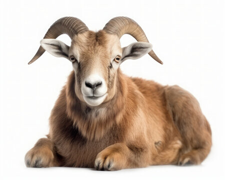 photo of aoudad isolated on white background. Generative AI
