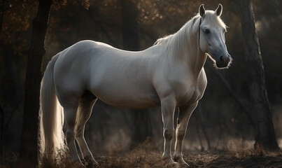 photo of Arabian horse in its natural habitat. Generative AI