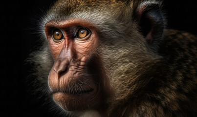 photo of Barbary macaque in its natural habitat. Generative AI