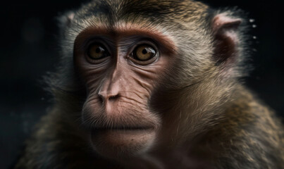 close up photo of Barbary macaque in its natural habitat. Generative AI
