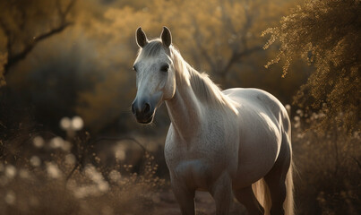 Obraz na płótnie Canvas photo of Arabian horse in its natural habitat. Generative AI
