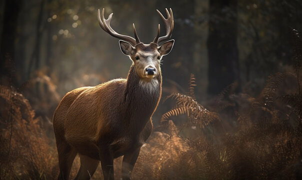 photo of barasingha in its natural habitat. Generative AI