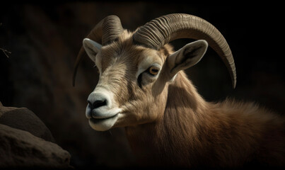 Obraz premium photo of Aoudad in North African Mountains in its natural habitat. Generative AI