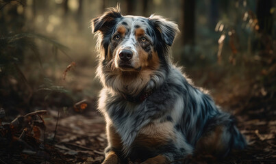Fototapeta premium photo of Australian Shepherd in its natural habitat. Generative AI