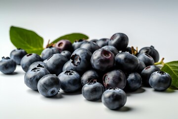 Fresh ripe sweet Blueberries isolated on the white background. Generative AI