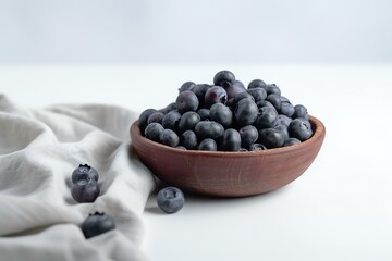 Bowl of Fresh ripe sweet Blueberries isolated on the white background. Generative AI