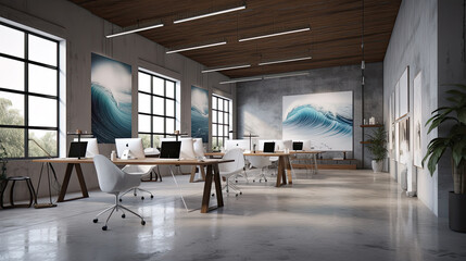 Empty Interior Of Modern Design Office, Generative ai