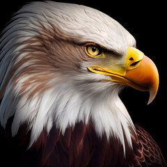 Obraz premium Portrait of a proud american eagle. AI generated