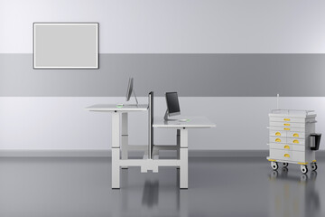 3d render minimal Laboratory interior . without office chairs