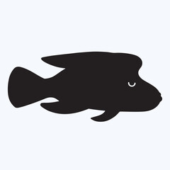 Wrasse silhouettes and icons. Black flat color simple elegant Wrasse animal vector and illustration.