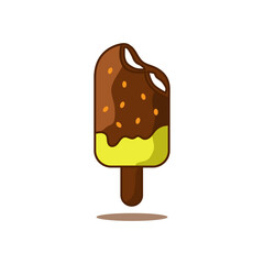 illustration of chocolate ice cream bites, on a white background. vector flat line icon, suitable for comics, cartoon illustration, t-shirt.