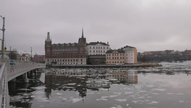 Historical Architecture Of Norstedt Building In Stockholm, Sweden. Wide Shot