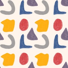 Seamless pattern illustration of hand drawn abstract shapes. Modern contemporary pattern. Can be used for fabric, textile designs.